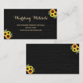 Rustiek Land Zwart Zonnebloem Bruiloft Website Informatiekaartje (Voorkant / Achterkant)