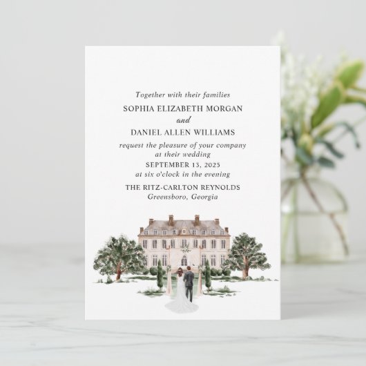 Rustiek Landgoed Bruiloft Kaart (Staand voorkant)