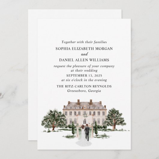 Rustiek Landgoed Bruiloft Kaart (Voorkant / Achterkant)