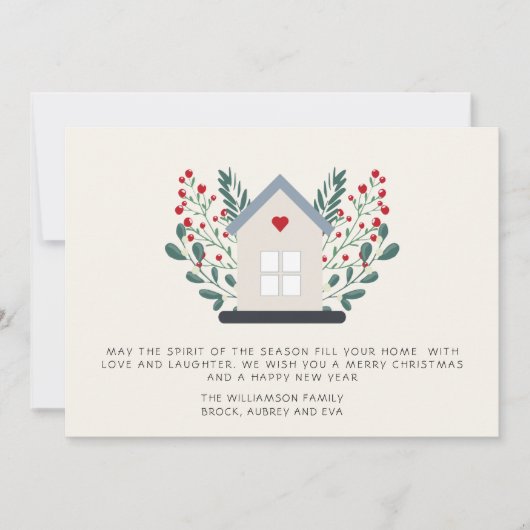 Rustiek landhuis en bessen kerst Kaart (Voorkant)