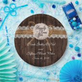 Rustiek landpaar foto bruiloft diner papieren bordje (Feest)