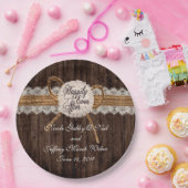 Rustiek landpaar foto bruiloft diner papieren bordje (Feest)