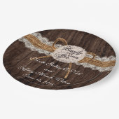 Rustiek landpaar foto bruiloft diner papieren bordje (Gekanteld)