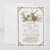 Rustiek landrepetitie diner uitnodigingen met hert (Voorkant / Achterkant)