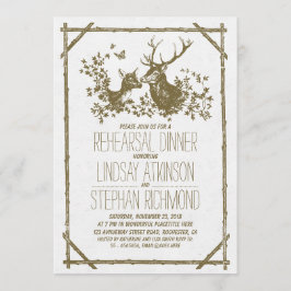 Rustiek landrepetitie diner uitnodigingen met hert