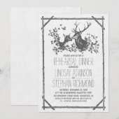 Rustiek landrepetitie diner uitnodigingen met hert (Voorkant / Achterkant)