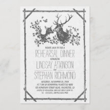 Rustiek landrepetitie diner uitnodigingen met hert