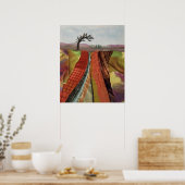 Rustiek landschap textielkunst poster (Keuken)