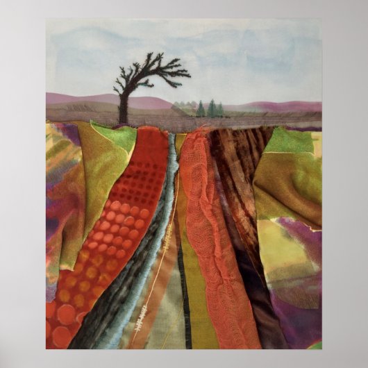 Rustiek landschap textielkunst poster (Voorkant)