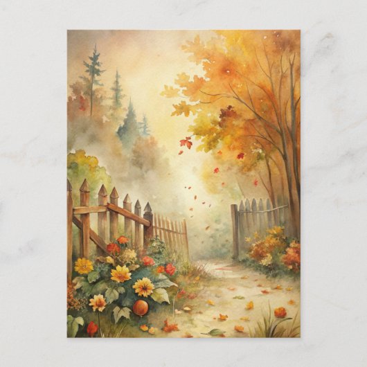 Rustiek landschap - Welkom Herfst Feestdagenkaart (Voorkant)