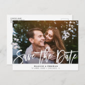 Rustiek landscript Save the Date Wedding Briefkaart (Voorkant / Achterkant)