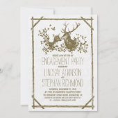 Rustiek landverlovingsfeest uitnodigt met herten kaart (Voorkant)