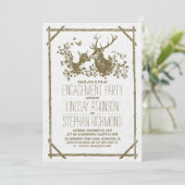 Rustiek landverlovingsfeest uitnodigt met herten kaart (Staand voorkant)