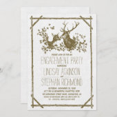 Rustiek landverlovingsfeest uitnodigt met herten kaart (Voorkant / Achterkant)