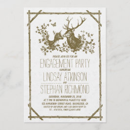 Rustiek landverlovingsfeest uitnodigt met herten kaart