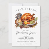 Rustiek Laten we verzamelen Thanksgiving Diner Kaart (Voorkant)