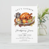 Rustiek Laten we verzamelen Thanksgiving Diner Kaart (Staand voorkant)