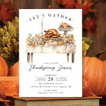 Rustiek Laten we verzamelen Thanksgiving Diner Kaart<br><div class="desc">Deze uitnodigingstafel heeft een Thanksgiving met Thanksgiving diner met het gezegde "Let's Gather" De uitnodiging is eenvoudig en elegant,  met een witte achtergrond en zwarte tekst.</div>