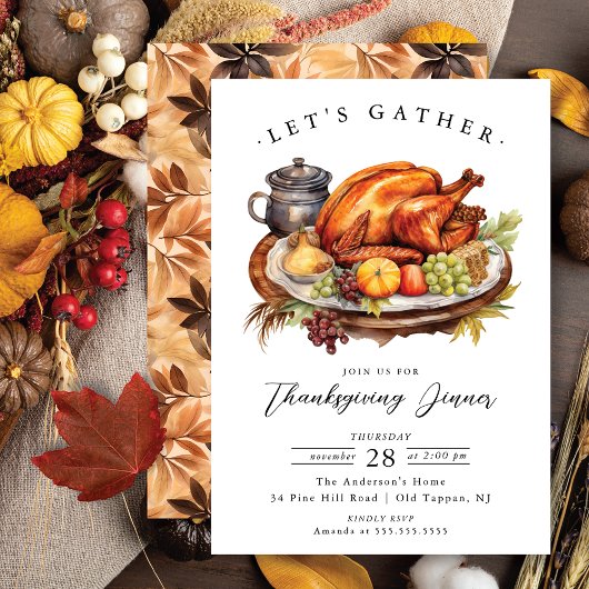 Rustiek Laten we verzamelen Thanksgiving Diner Kaart