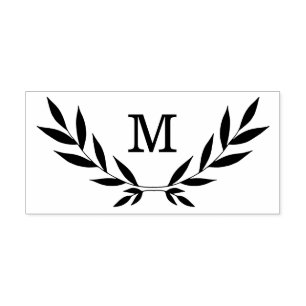 Rustiek lauriertak monogram rubberstempel