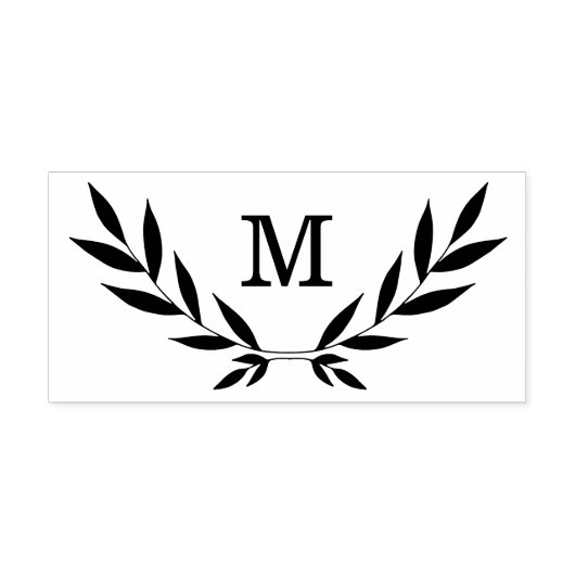 Rustiek lauriertak monogram rubberstempel (Afrduk)