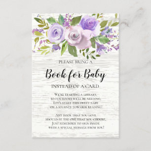 Rustiek Lavendel Bloemen Baby shower Boek voor Bab Informatiekaartje