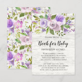 Rustiek Lavendel Bloemen Baby shower Boek voor Bab Informatiekaartje (Voorkant / Achterkant)