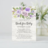 Rustiek Lavendel Bloemen Baby shower Boek voor Bab Informatiekaartje (Staand voorkant)