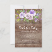 Rustiek Lavendel Bloemen Baby shower Boek voor Bab Kaart (Voorkant)