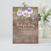 Rustiek Lavendel Bloemen Baby shower Boek voor Bab Kaart (Staand voorkant)