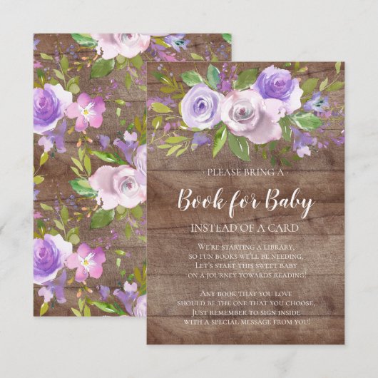 Rustiek Lavendel Bloemen Baby shower Boek voor Bab Kaart (Voorkant / Achterkant)
