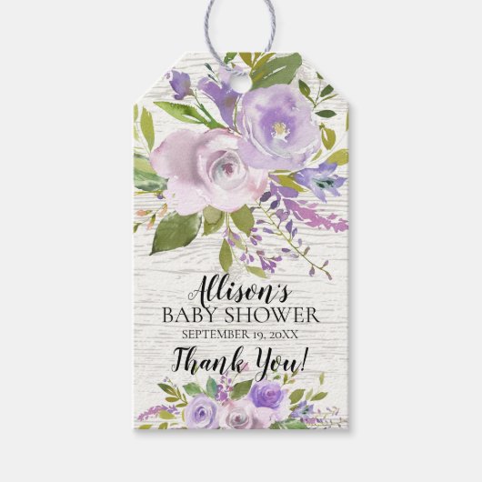 Rustiek Lavendel Bloemen Baby shower Favor Cadeau  Cadeaulabel (Voorkant)