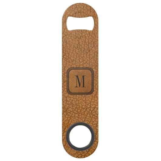 Rustiek  Lederen Land Western Monogram Speed Flessenopener (Achterkant)