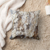 Rustiek leer, Antiek kant en Buttonnen Western Kussen (Deken)