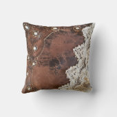 Rustiek leer, Antiek kant en parels Western Kussen (Achterkant)