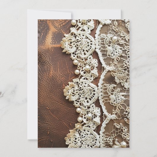 Rustiek leer & bruids kant bruids lunch kaart (Achterkant)