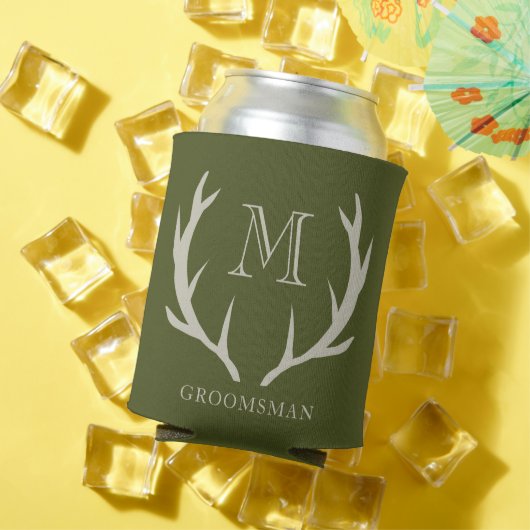 Rustiek Leger Groen Antler Custom Groomsmen Gift Blikjeskoeler (Insitu Zomer)
