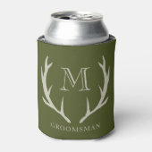 Rustiek Leger Groen Antler Custom Groomsmen Gift Blikjeskoeler (Blikje Voorkant)