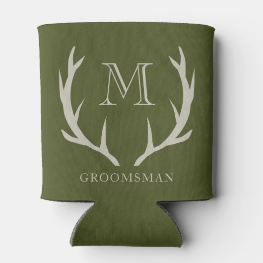 Rustiek Leger Groen Antler Custom Groomsmen Gift Blikjeskoeler (Achterkant)