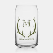 Rustiek Leger Groen Antler Custom Groomsmen Gift Blikvorm Glas (Voorkant)