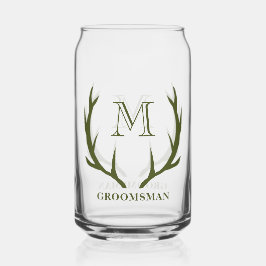 Rustiek Leger Groen Antler Custom Groomsmen Gift Blikvorm Glas