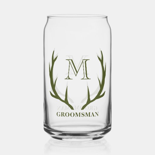 Rustiek Leger Groen Antler Custom Groomsmen Gift Blikvorm Glas (Voorkant)