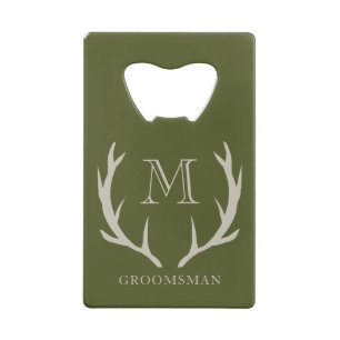 Rustiek Leger Groen Antler Custom Groomsmen Gift Creditkaart Flessenopener