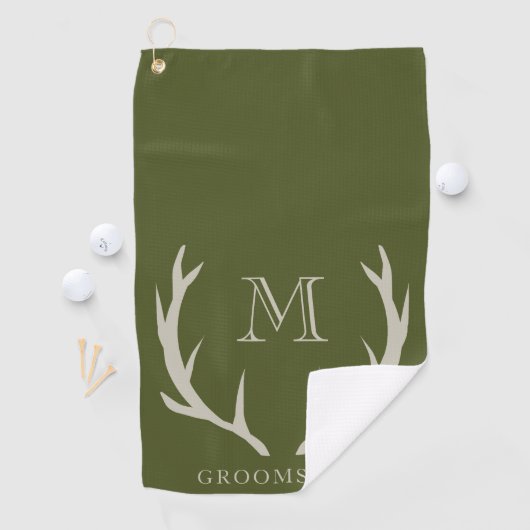 Rustiek Leger Groen Antler Custom Groomsmen Gift Golfhanddoek (Insitu)