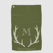Rustiek Leger Groen Antler Custom Groomsmen Gift Golfhanddoek (Voorkant)