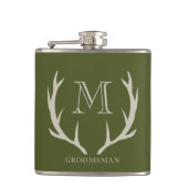 Rustiek Leger Groen Antler Custom Groomsmen Gift Heupfles (Voorkant)