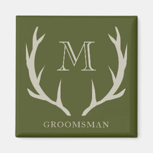 Rustiek Leger Groen Antler Custom Groomsmen Gift Magneet