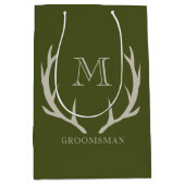 Rustiek Leger Groen Antler Custom Groomsmen Gift Medium Cadeauzakje (Voorkant)