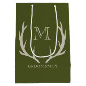 Rustiek Leger Groen Antler Custom Groomsmen Gift Medium Cadeauzakje (Achterkant)