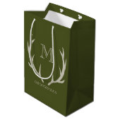 Rustiek Leger Groen Antler Custom Groomsmen Gift Medium Cadeauzakje (Achterkant Gekanteld)